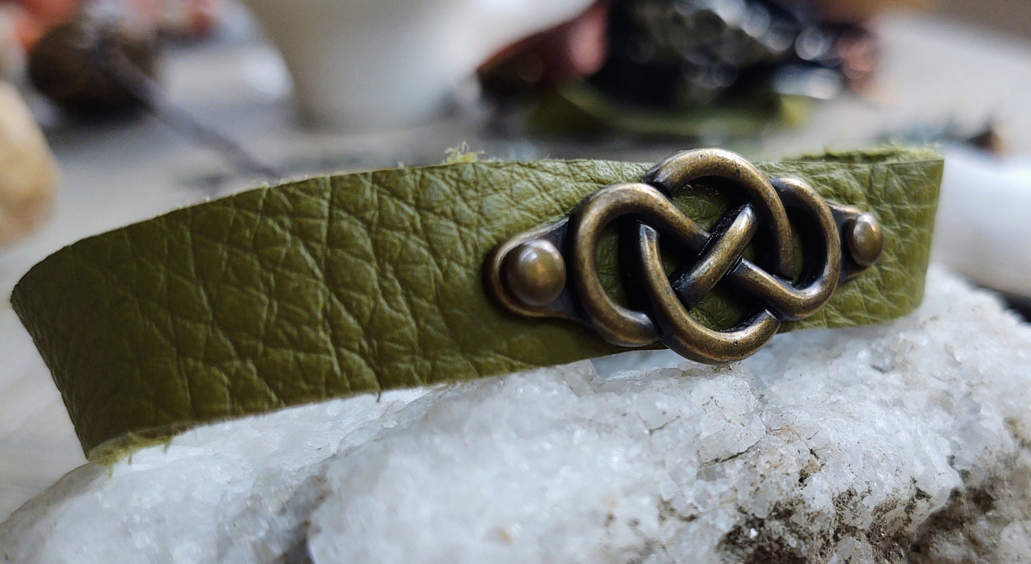 Infiniely Celtic (brass and olive leather}