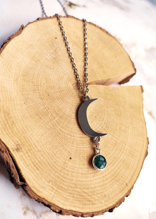 Emerald & Crescent necklace