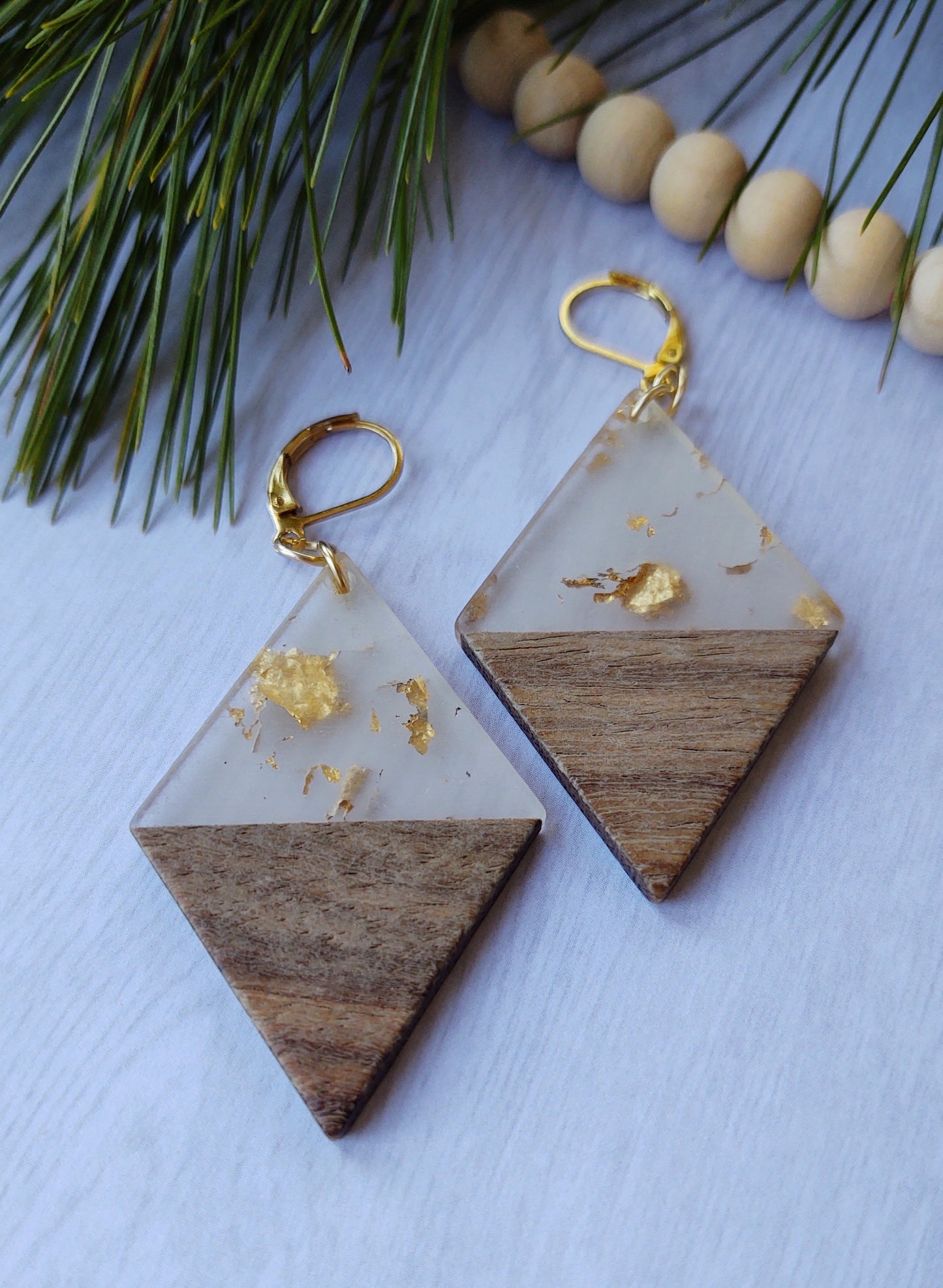 Gold and Wood earrings