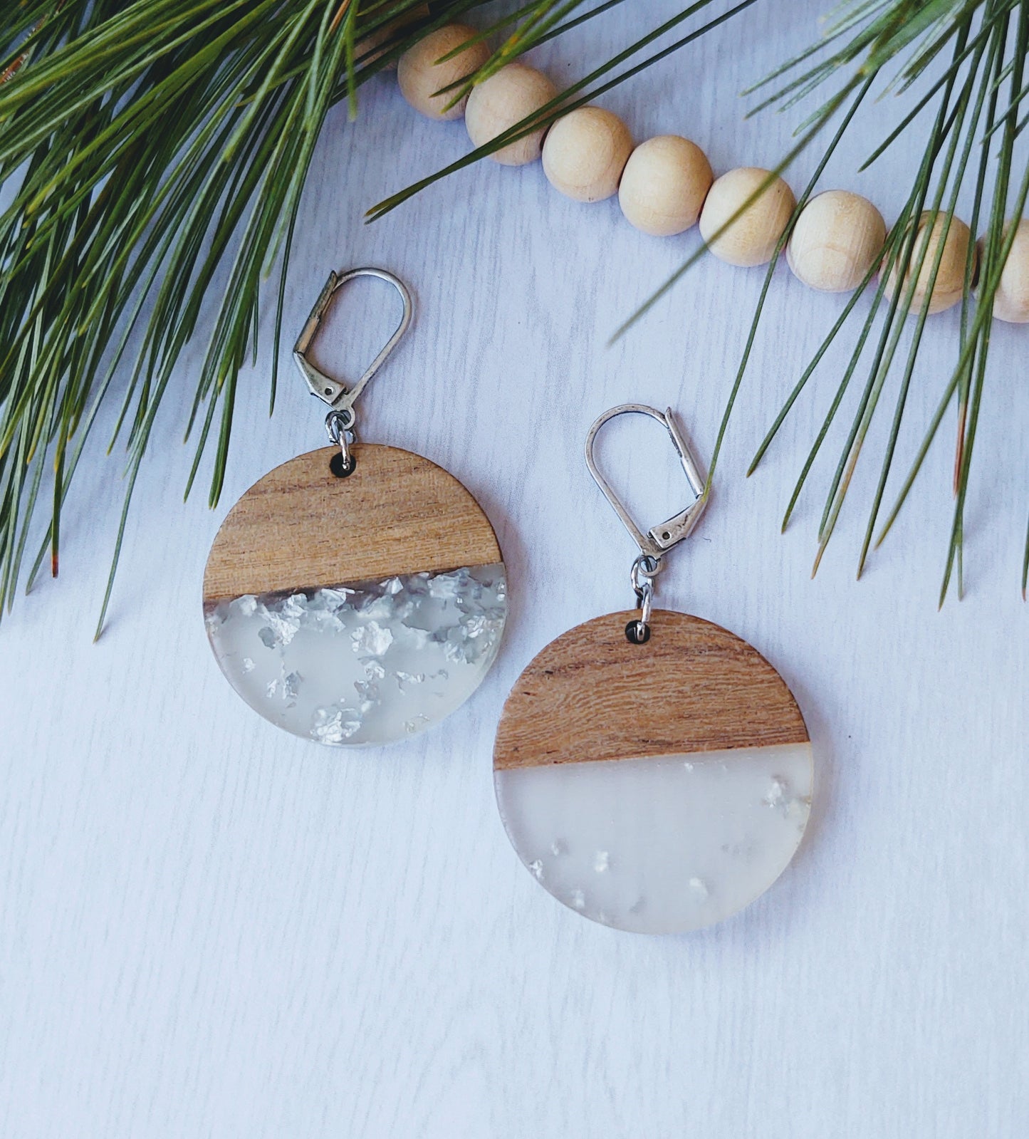 Silver & Wood earrings