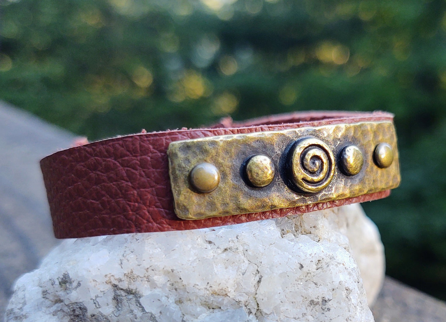 Sprial Vibe {brass and rust leather)