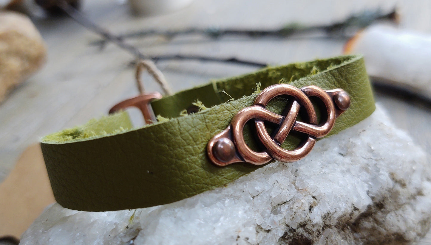 Infinitely Celtic {copper and avocado leather}