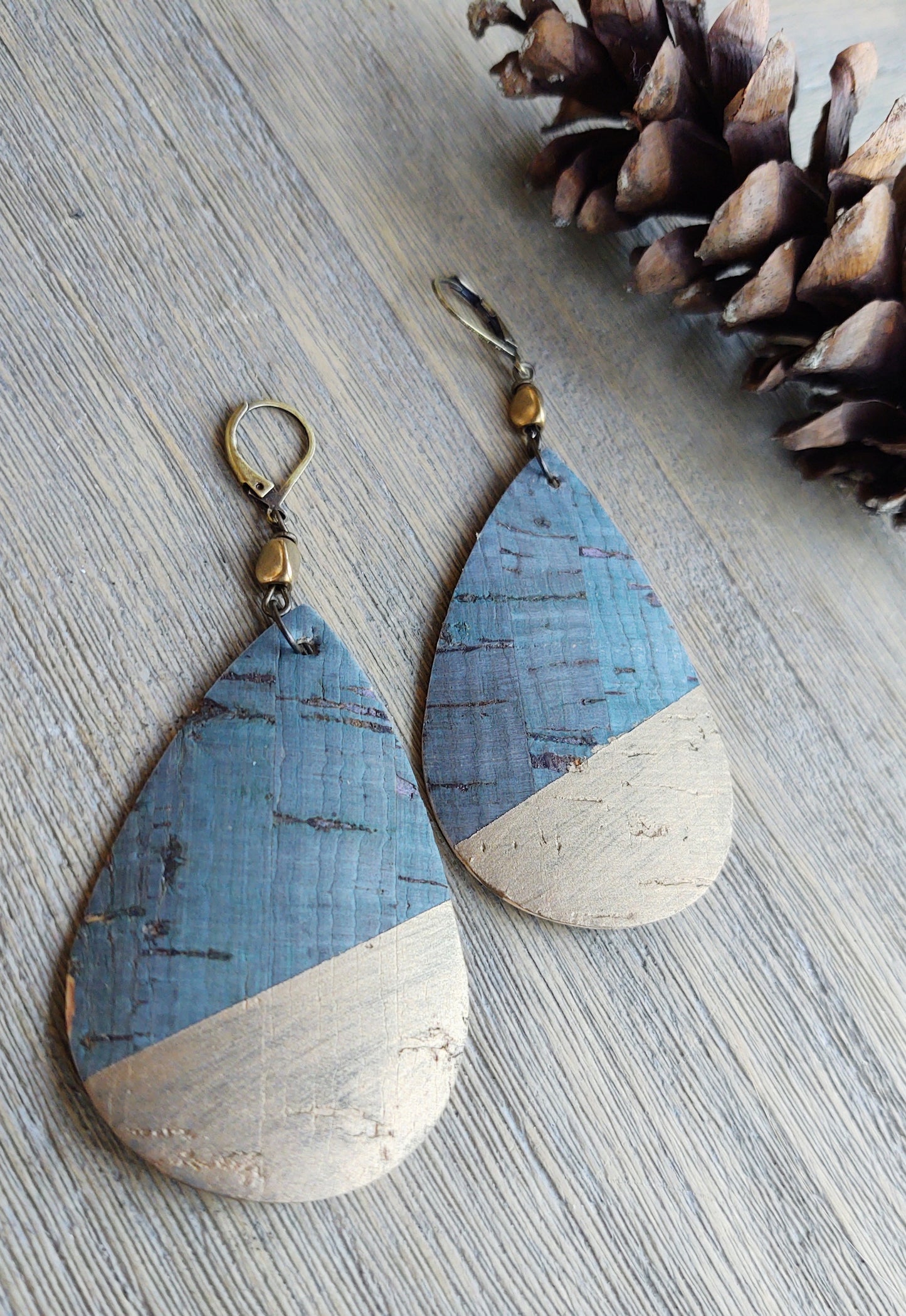 Brushed Gold Cork Earrings