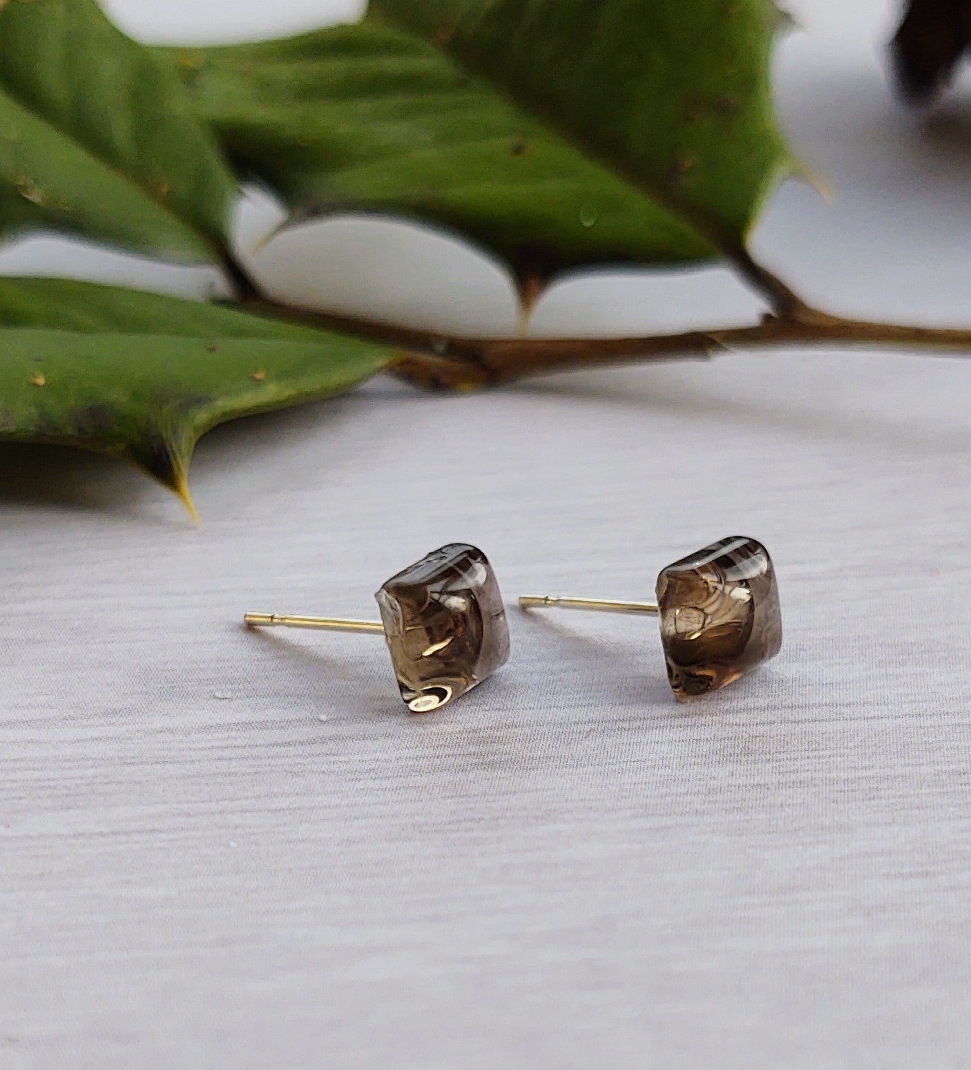 For Small Delights: Smoky Quartz earrings