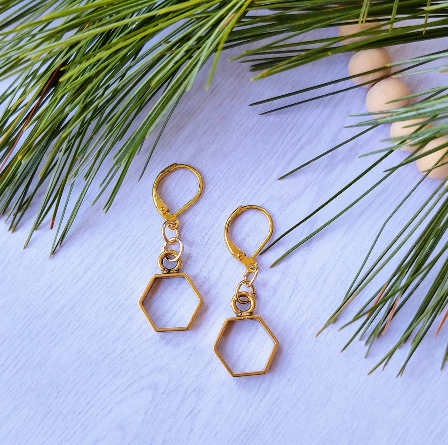 Gold Hexagon earrings