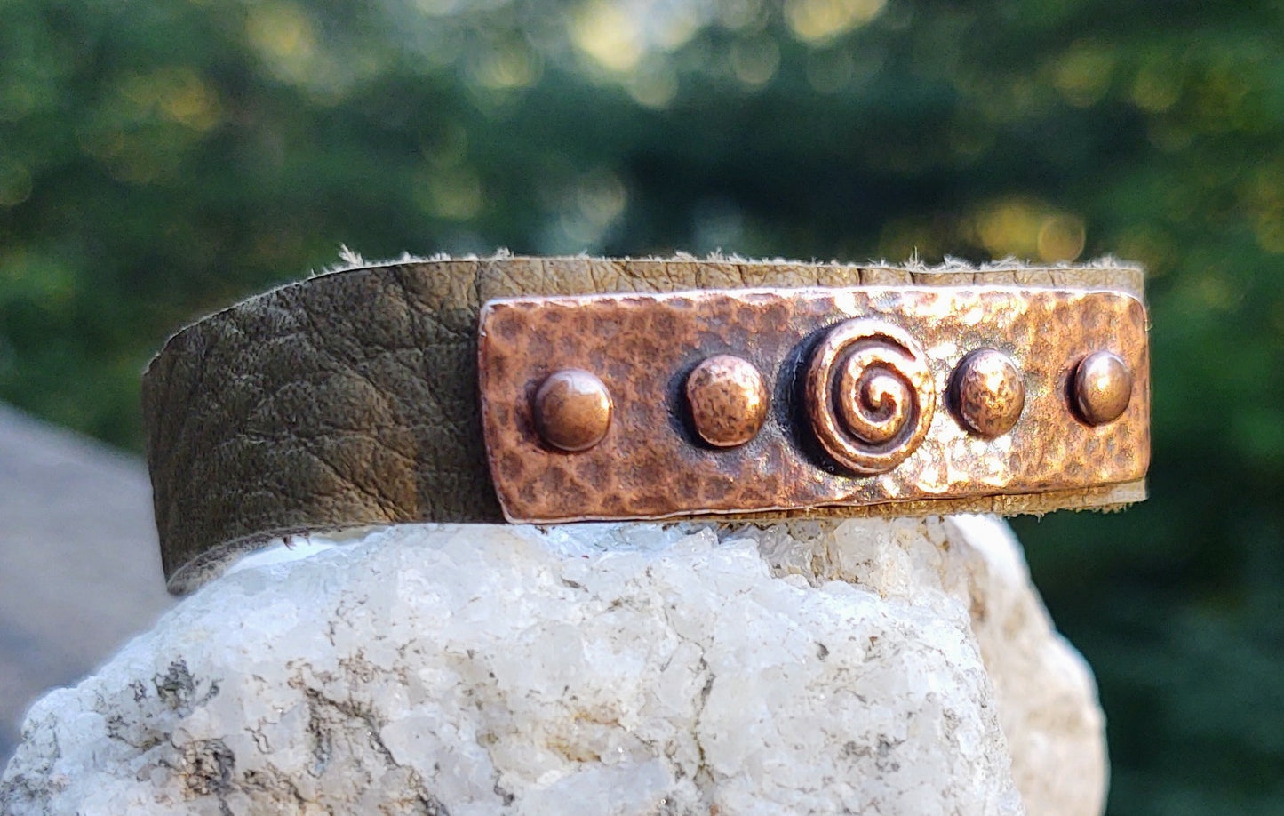Spiral Vibes {copper and olive leather}