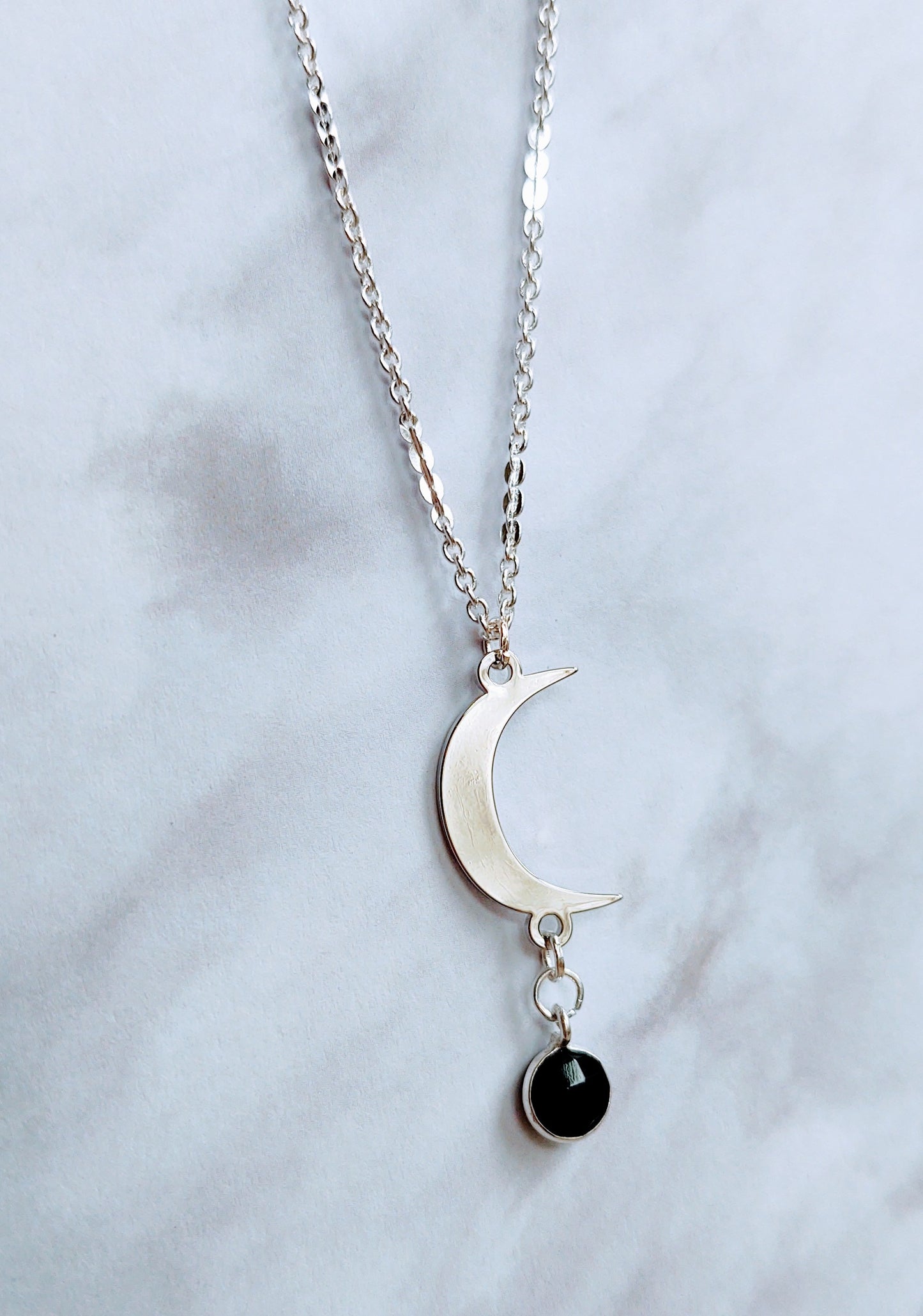 Crescent Moon and Onyx Necklace