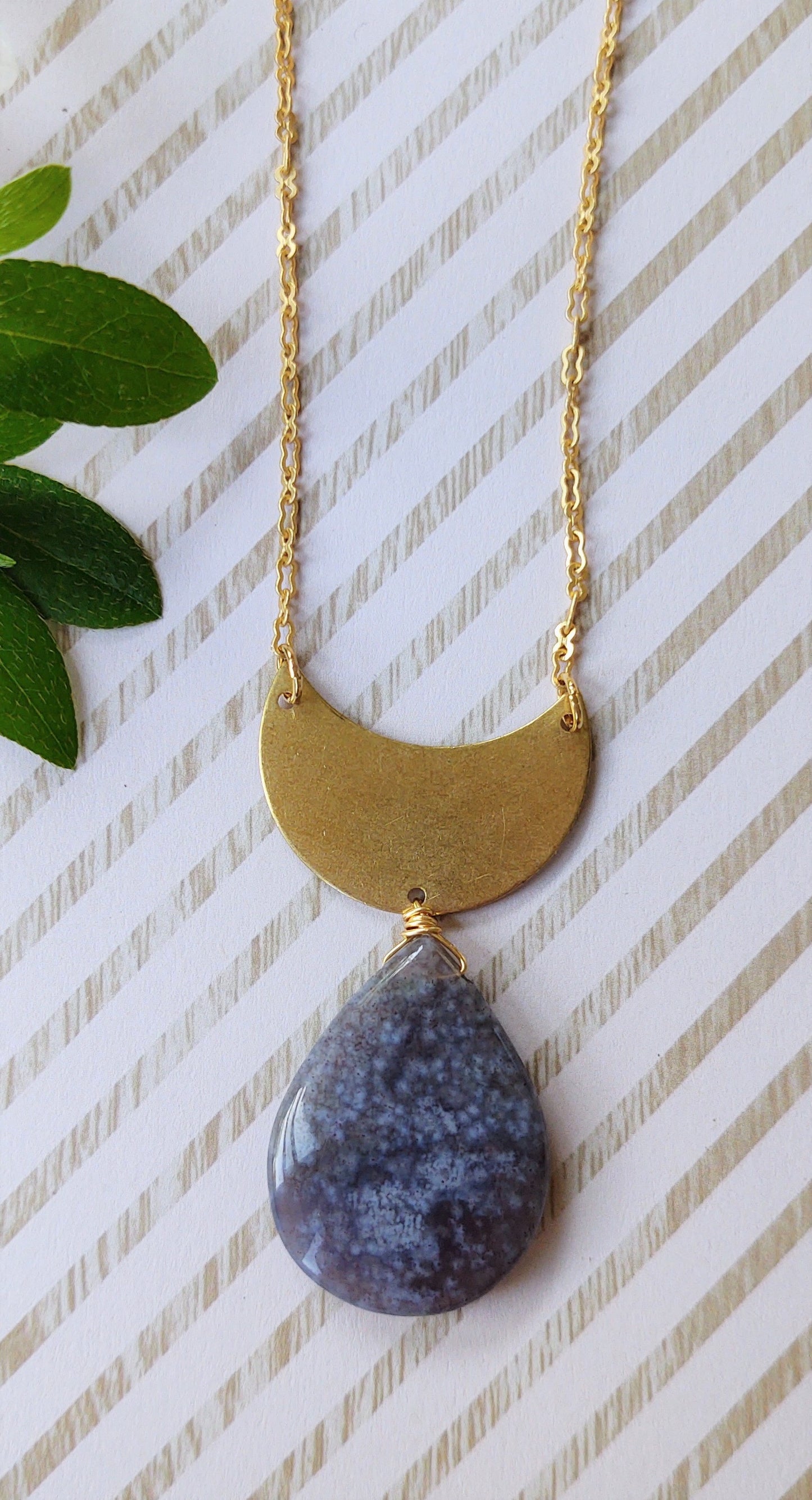 {Purple} Fancy Jasper and Brass Necklace